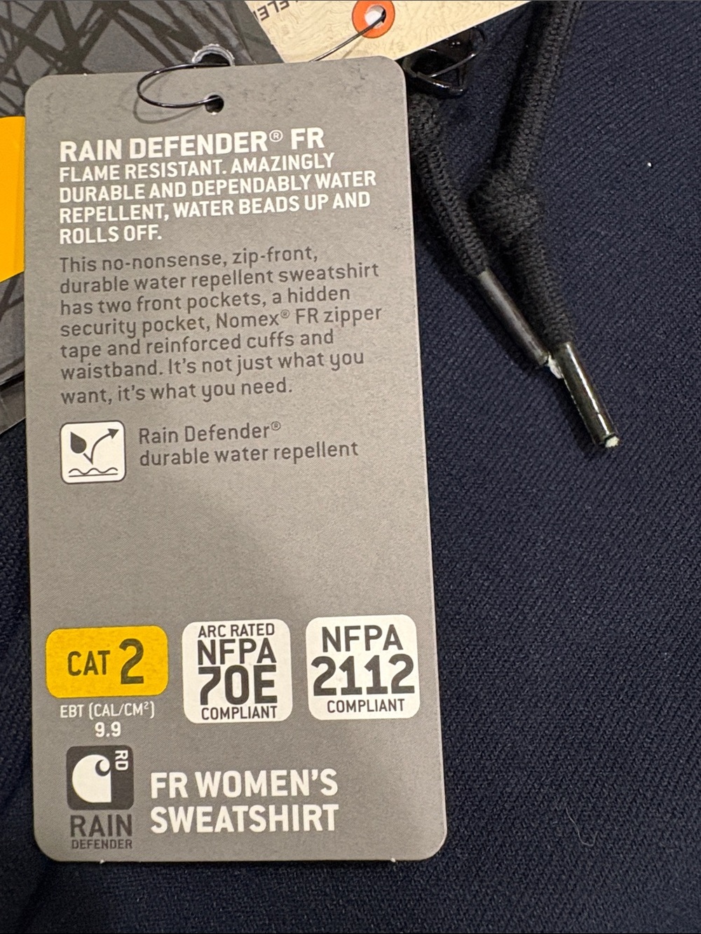 NWT Women’s Carhartt Rain Defender Hoodie with Flame Resistance - Picture 8 of 13